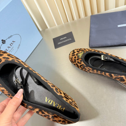PRADA 26S MARY JANE FLATS IN LEOPARD-PRINT PONY HAIR