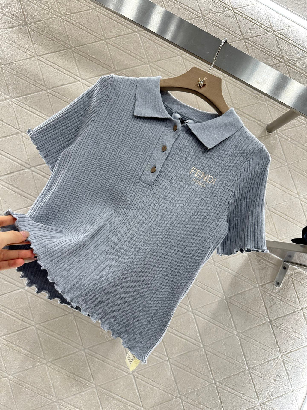 FENDI KNIT SWEATER WITH SHORT LACE SLEEVES 272911