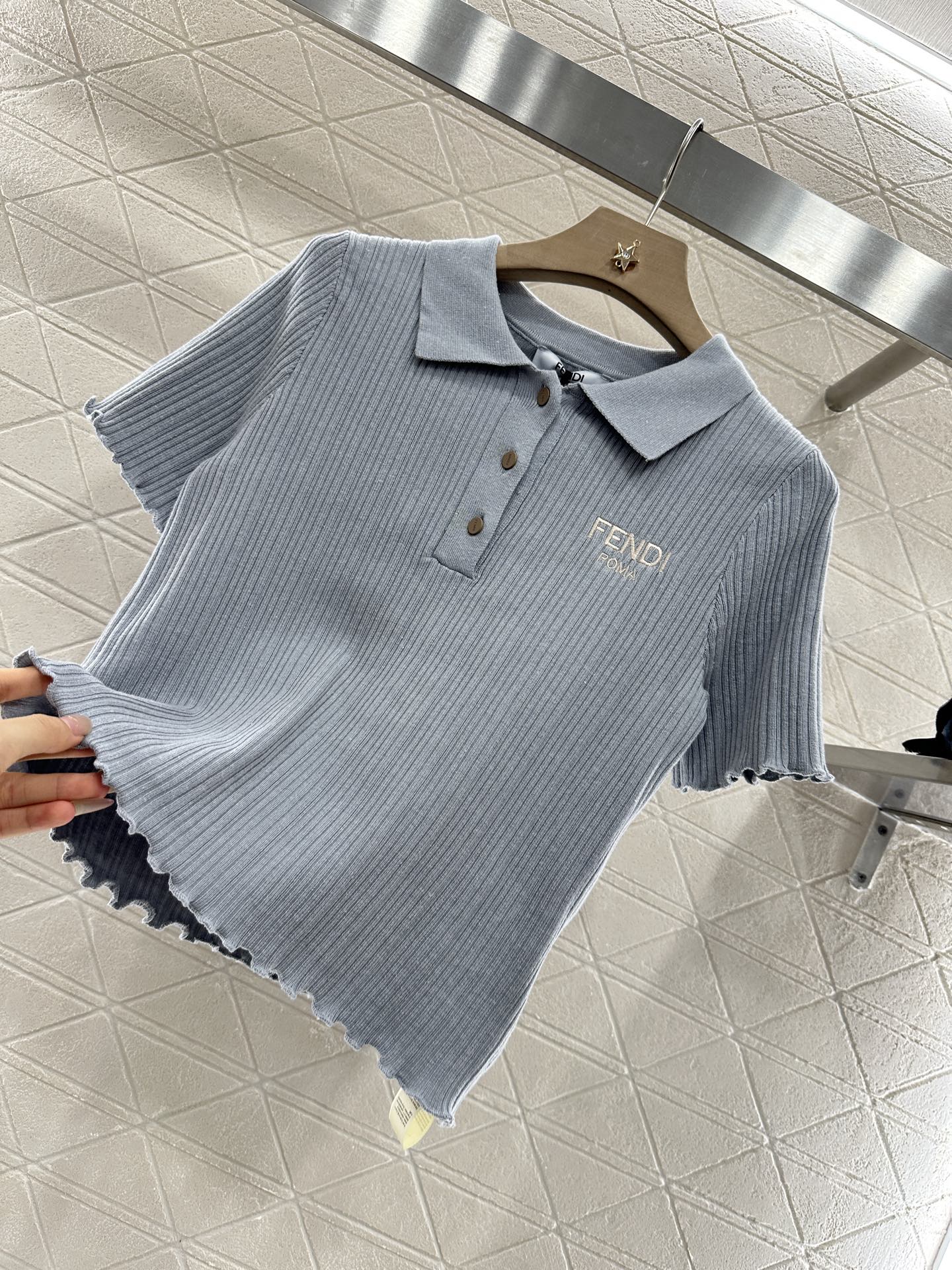 FENDI KNIT SWEATER WITH SHORT LACE SLEEVES 272911