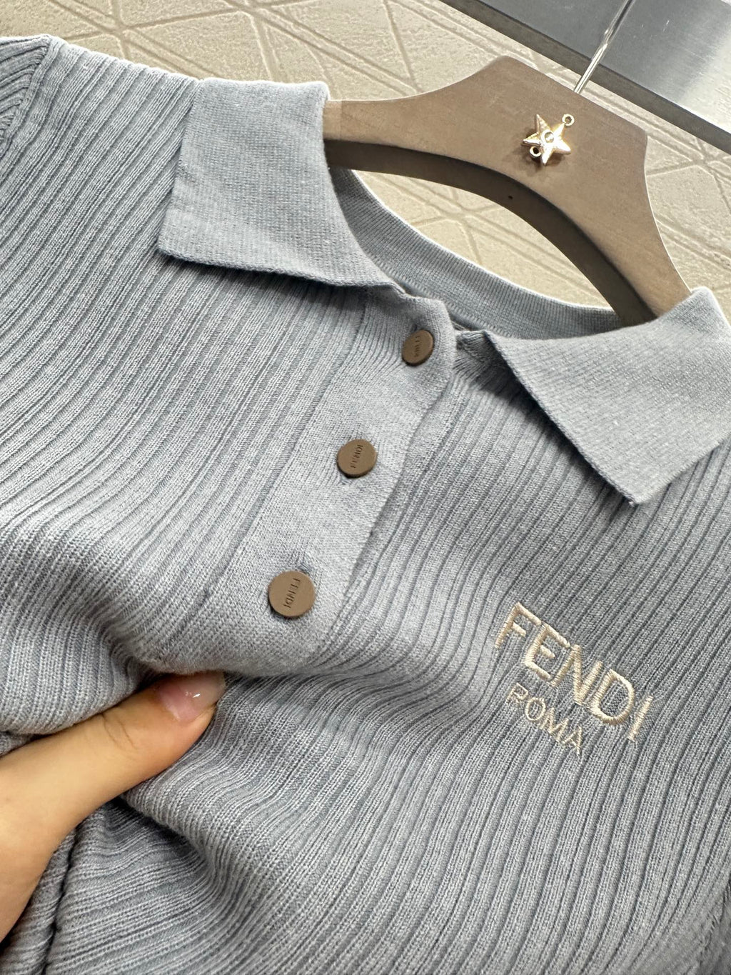 FENDI KNIT SWEATER WITH SHORT LACE SLEEVES 272911