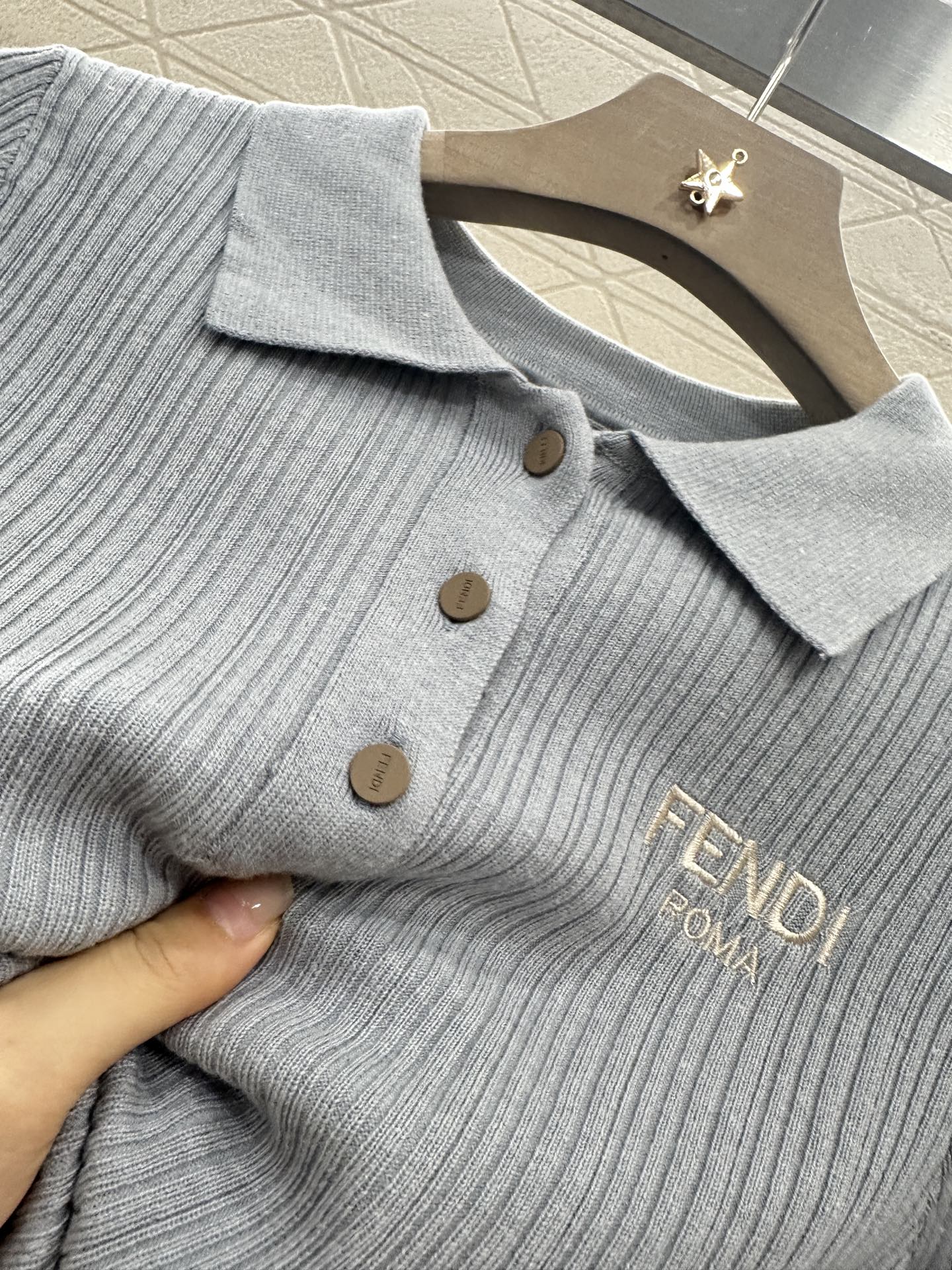 FENDI KNIT SWEATER WITH SHORT LACE SLEEVES 272911