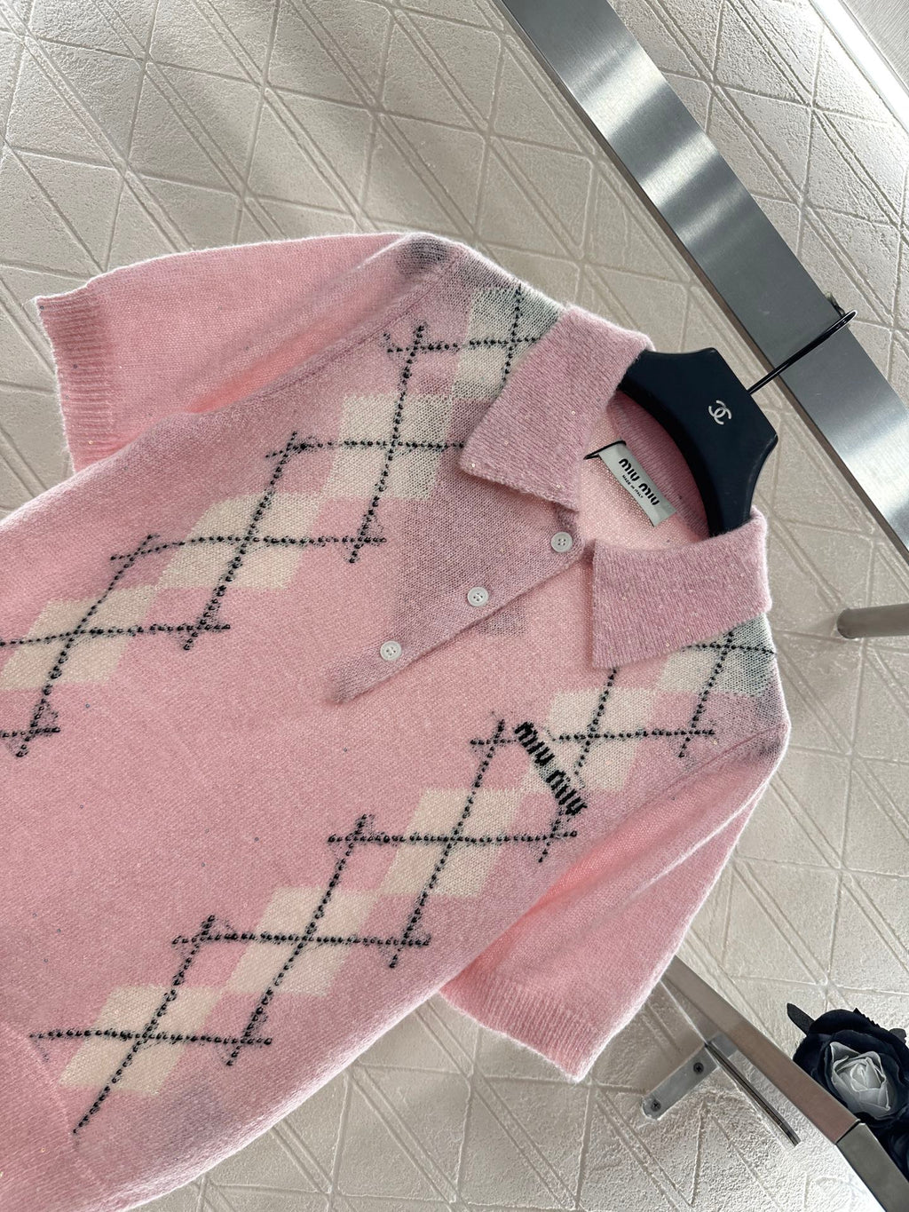 MIUMIU SHORT-SLEEVE KNIT TOP STYLE 24