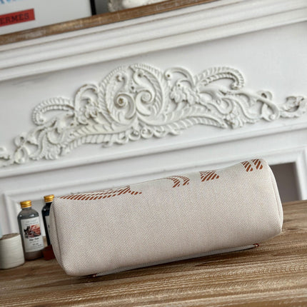 BOLSO HERBAG ZIP 31 RETOURNE BAG IN OFF-WHITE MIX BROWN H VIKING CANVAS AND COWHIDE