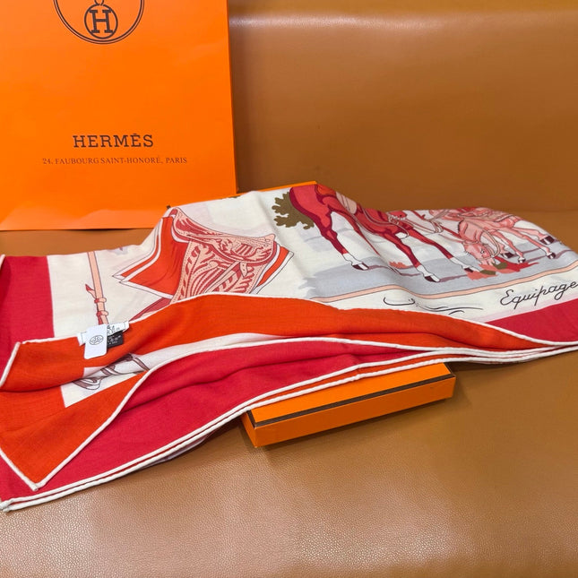 HERMES 26S SCARF 140 IN CASHMERE AND SILK 305962
