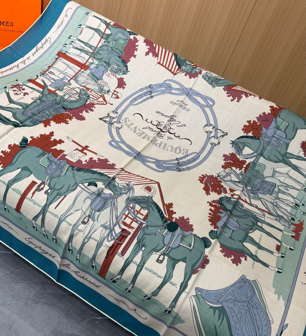 HERMES 26S SCARF 140 IN CASHMERE AND SILK 305963