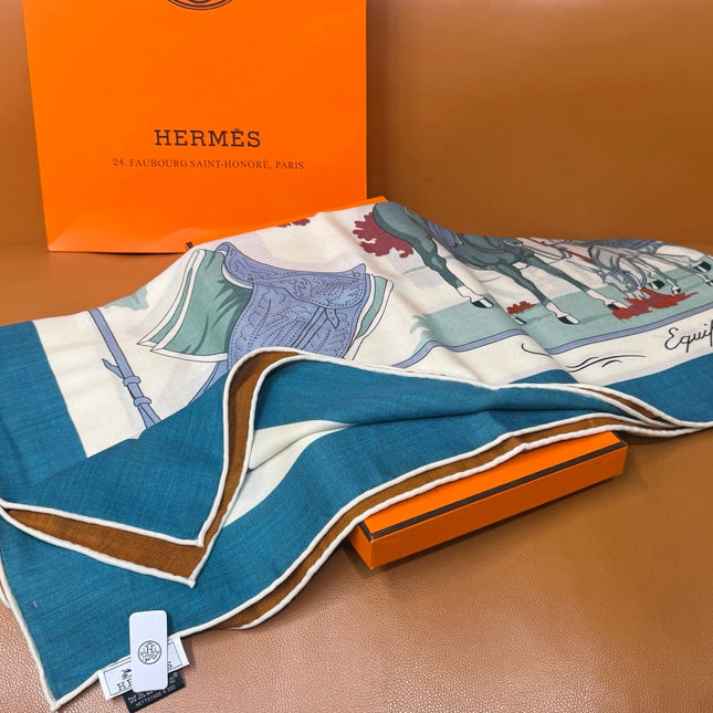 HERMES 26S SCARF 140 IN CASHMERE AND SILK 305963
