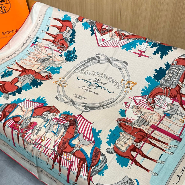 HERMES 26S SCARF 140 IN CASHMERE AND SILK 305965