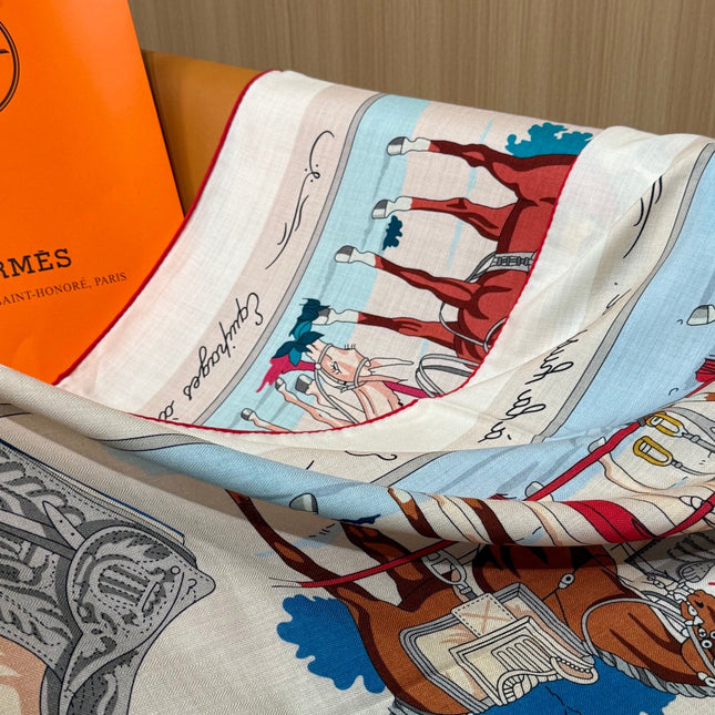 HERMES 26S SCARF 140 IN CASHMERE AND SILK 305965