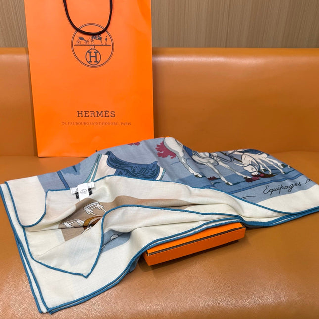 HERMES 26S SCARF 140 IN CASHMERE AND SILK 305967