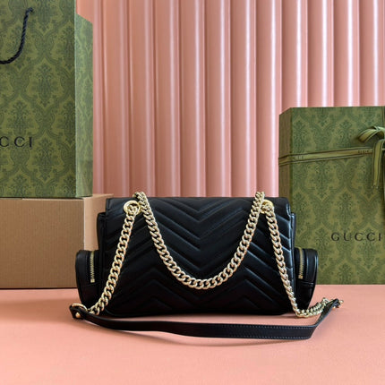 MARMONT SMALL MULTI-POCKET BAG 25 IN BLACK CALFSKIN GOLD HARDWARE