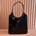 IVY 40 TOTE IN BLACK PATENT CALFSKIN GOLD HARDWARE