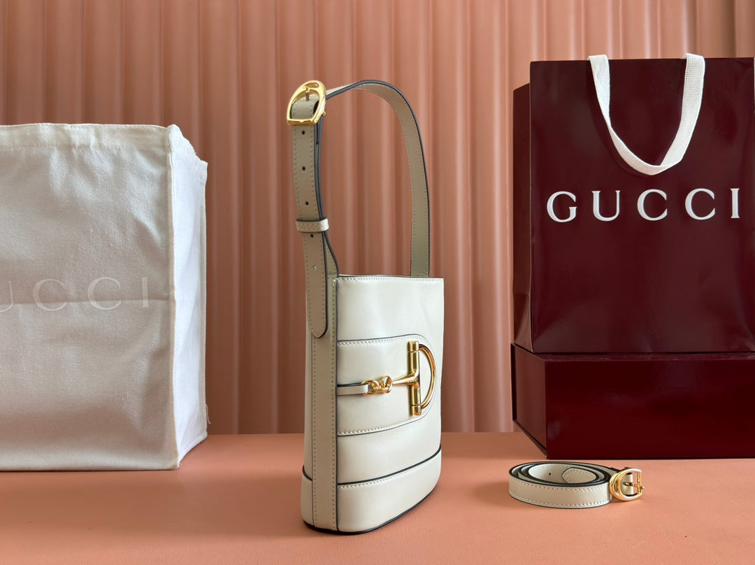 73 SMALL BUCKET BAG 20 IN OFF WHITE SMOOTH CALFSKIN
