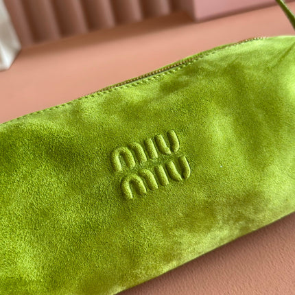 SUEDE BAG 22 BRIGHT LIME GREEN GOLD HARDWARE