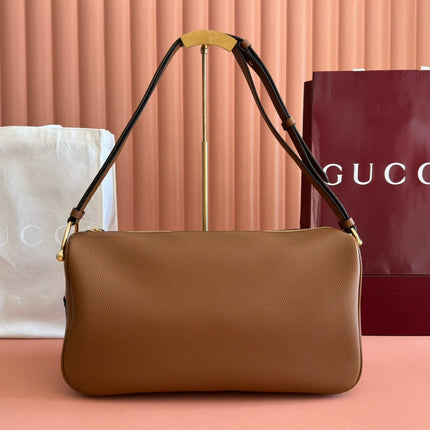 GUCCI 26S SHOULDER BAG 38 IN BROWN CALFSKIN