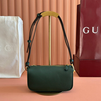 GUCCI 26S SHOULDER BAG 19 IN DARK GREEN CALFSKIN