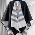 WOOL CAPE 140 CM BLACK AND LIGHT GRAY 394535