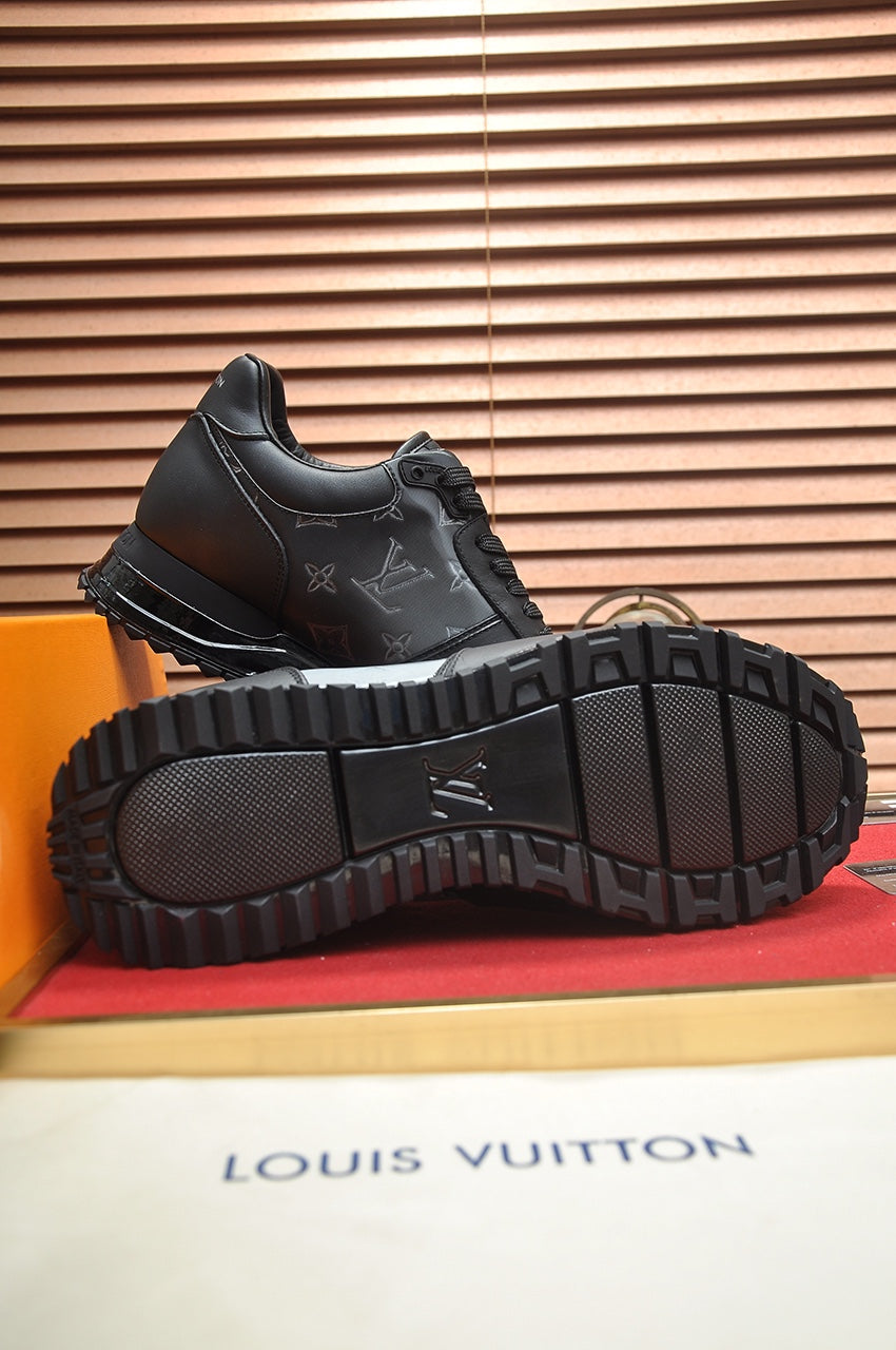 LV TRAINER SHOES IN BLACK MIX GREY EMBOSSED LAMBSKIN