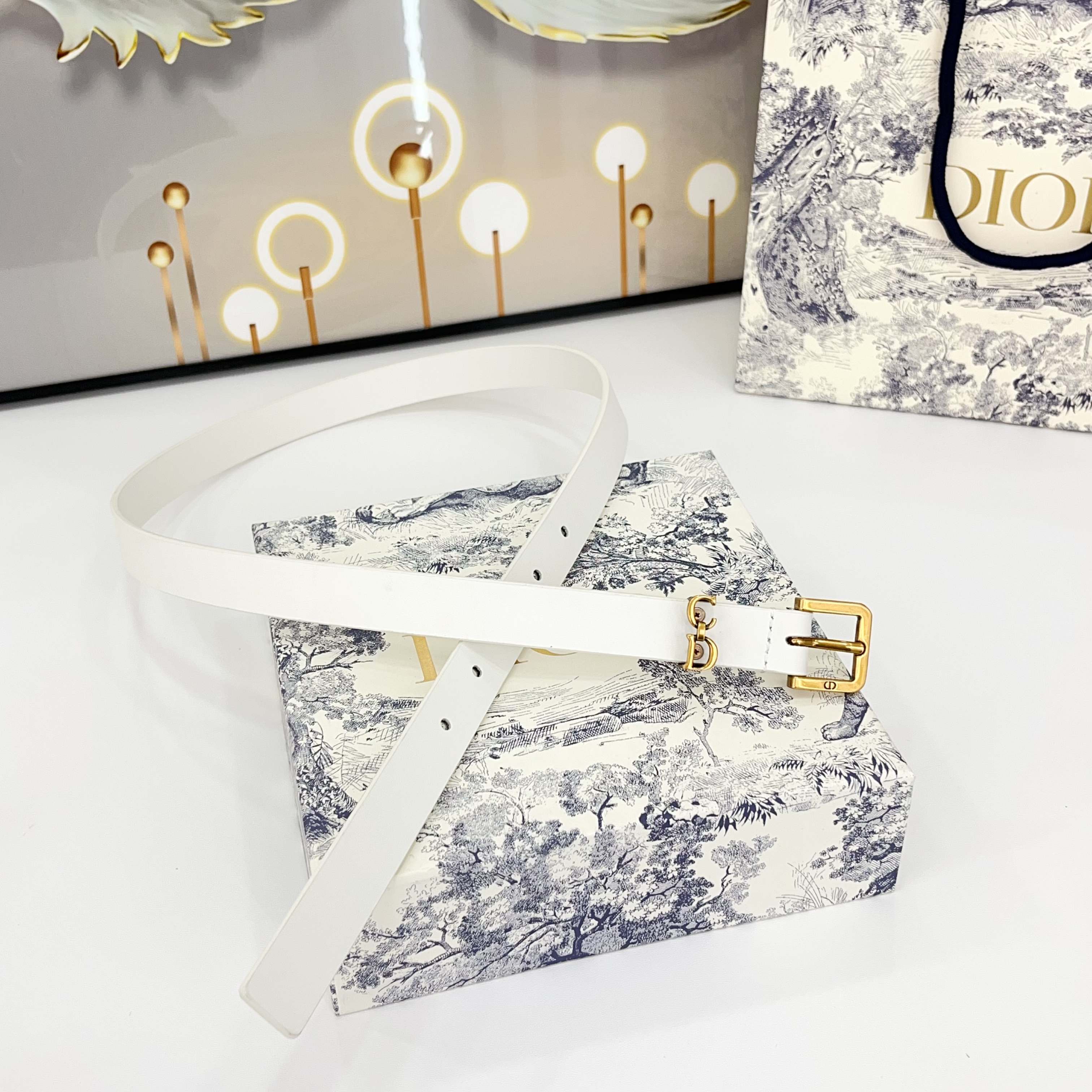 DIOR 25S BELT 20 MM IN WHITE CALFSKIN 570114