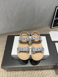 DIOR SANDALS IN LIGHT BLUE MONOGRAM FABRIC