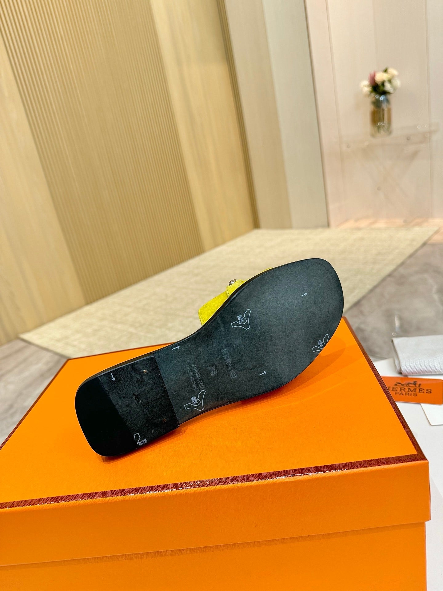 HM 26S GIULIA SANDAL IN YELLOW SUEDE AND CALFSKIN SILVER HARDWARE