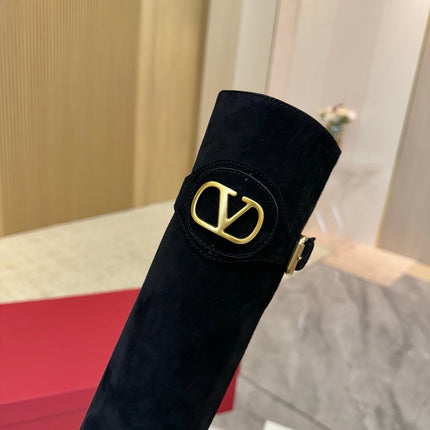 VALENTINO 26S TALL BOOTS IN BLACK SUEDE