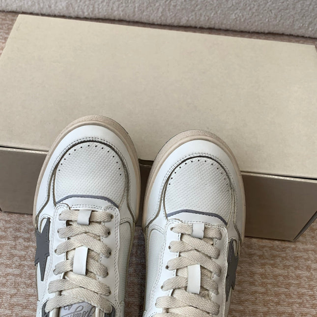FORTY2 SNEAKERS WITH GREY STAR AND WHITE LEATHER HEEL TAB