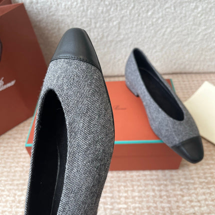 BALLET IN GREY TWEED MIX BLACK LAMBSKIN