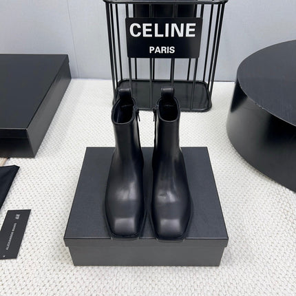 SHORT BOOTS 35 MM IN BLACK CALFSKIN