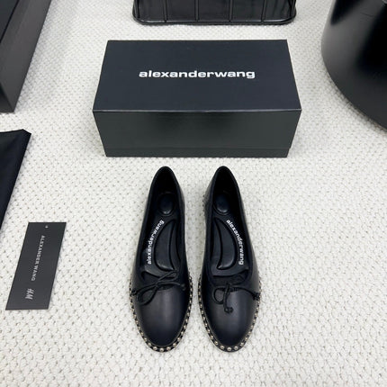 LINA BALLCHAIN FLAT IN BLACK LAMBSKIN