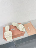 Women's White Leather Slippers
