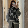 SCARF 195 CM IN BLACK AND LIGHT GRAY GG WOOL LAMÉ JACQUARD 403977