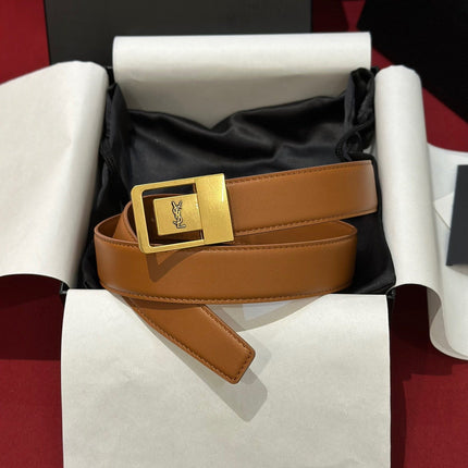 YSL 25S BELT 30 MM IN BROWN CALFSKIN 538010