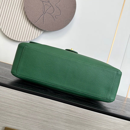 CHANEL 26S MAXI FLAP BAG 39 IN GREEN GRAINED CALFSKIN GOLD HARDWARE