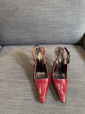 YSL 26S HEELED SLINGBACKS 100 MM IN DARK RED CALFSKIN