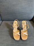 YSL 26S CROSS-STRAP SANDALS 150 MM IN NUDE SATIN