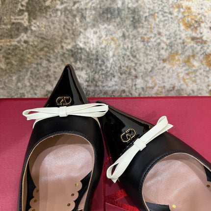 VALENTINO 26S BOW SLINGBACKS 75 MM IN BLACK CALFSKIN