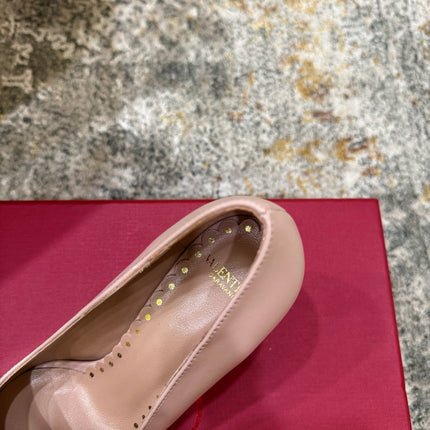 VALENTINO 26S BOW HIGH HEELS 75 MM IN NUDE AND LIGHT PINK CALFSKIN