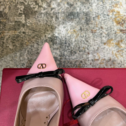 VALENTINO 26S BOW HIGH HEELS 75 MM IN NUDE AND LIGHT PINK CALFSKIN