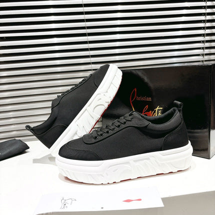 CHOUKARIO LOW-TOP THICK SOLE SNEAKERS IN BLACK FABRIC CREATIVE PRINT