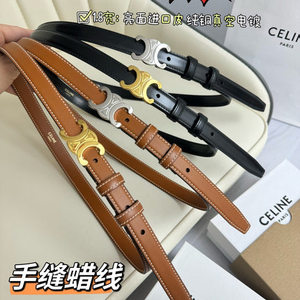 SMALL TRIOMPHE BELT 18 MM BRONZE BROWN LEATHER SILVER HARDWARE