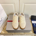 PRADA 26S LACE UP SNEAKERS IN BEIGE SUEDE