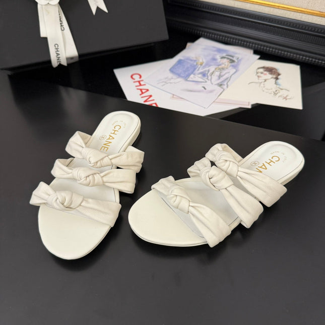 CC 25C Three Strap Mule White Lambskin 233558