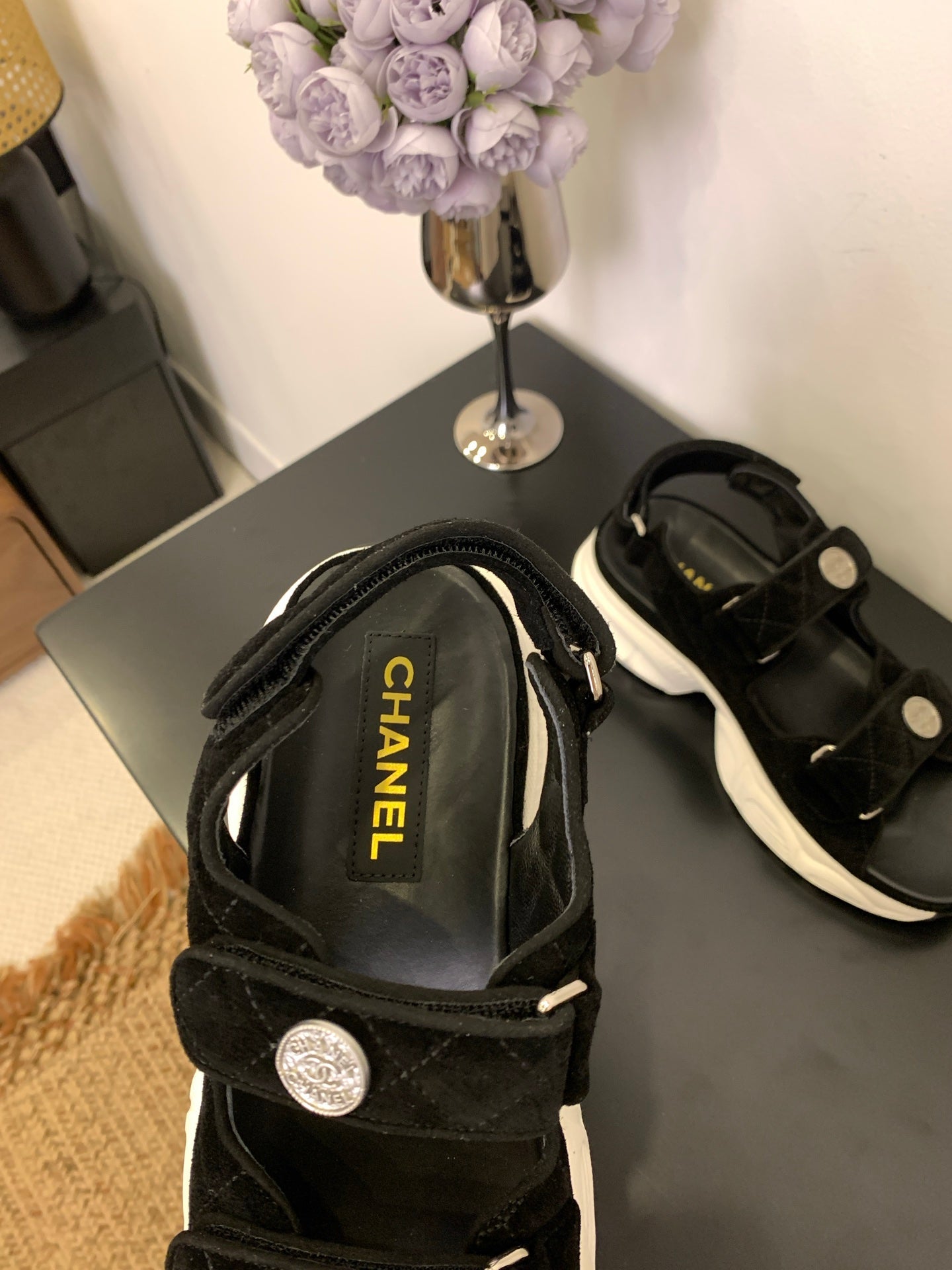 SANDAL 25S IN BLACK SUEDE FABRIC
