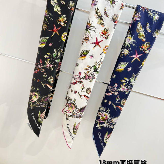 DIOR REVERSIBLE PRINTED SQUARE SCARF 90 CM IN NAVY BLUE SILK 735869
