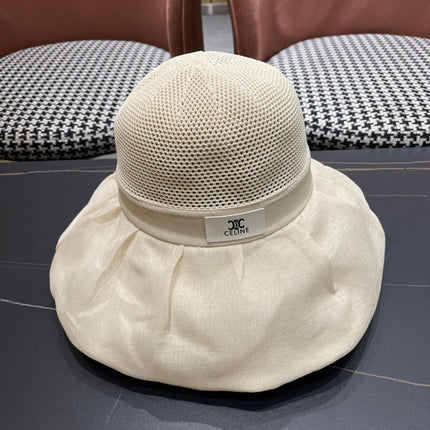 CELINE 26S MESH CROWN RUFFLE-BRIM SUN HAT STYLE 133