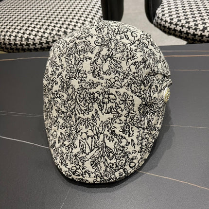 BAKER BOY CAP IN WHITE MIX BLACK FABRIC 431518
