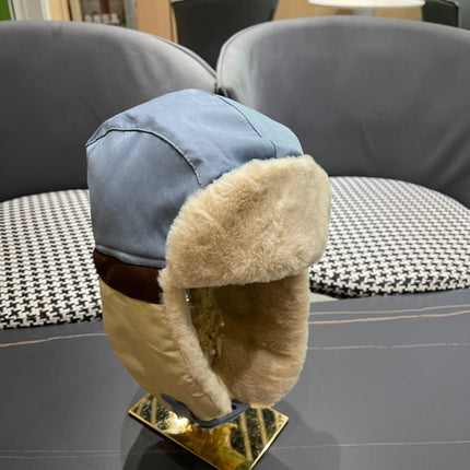 TRAPPER HAT IN LIGHT BLUE SUEDE AND RABBIT FUR 439536