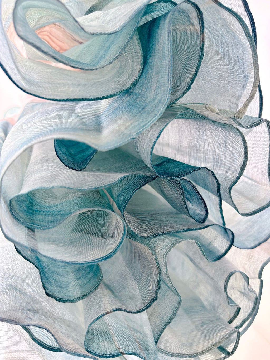 ZIMMER SILK MIDI DRESS IN PASTEL BLUE-GREEN AND LIGHT PURPLE