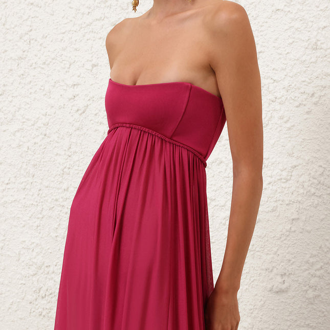 ZIMMERMANN 26S PLEATED STRAPLESS MAXI DRESS STYLE 170