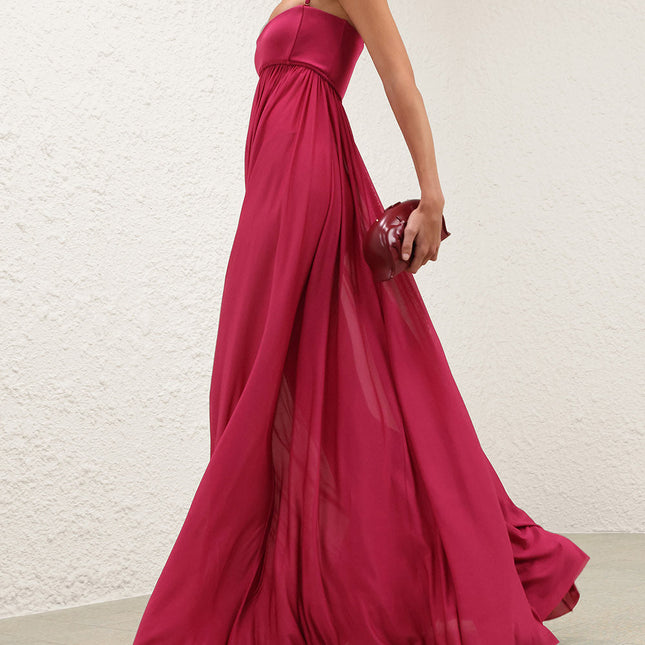 ZIMMERMANN 26S PLEATED STRAPLESS MAXI DRESS STYLE 170
